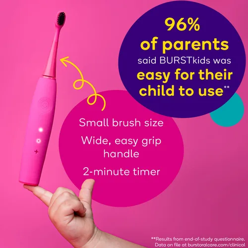 Miniatura 3 de Cepillo de dientes eléctrico Burst para niños y niños pequeños (azul) Cerdas suaves Temporizador de dos minutos Batería recargable Mango