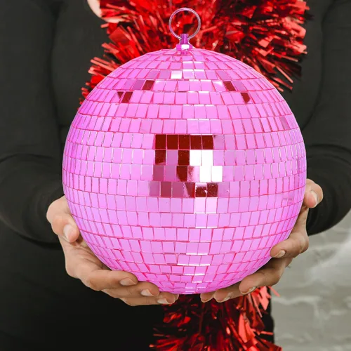 Miniatura 4 de DJBoomy Bola de discoteca de espejo colgante de 8 pulgadas: bolas de discoteca rosadas, bola de espejo con anillo colgante para decoración