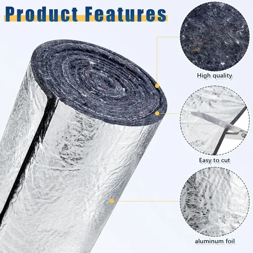 Miniatura 3 de Preboun 2 rollos de aislamiento de conducto con papel de aluminio, envoltura de conducto de algodón natural, manta de aislamiento de algodón