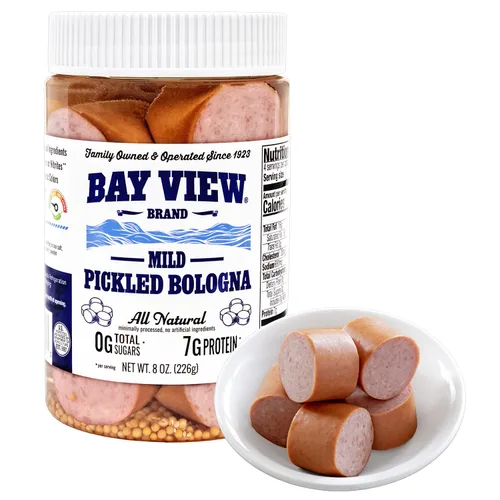 Bay View - Salchicha polaca ahumada en escabeche, sin MSG, sin gluten, sin soja, 0g de azúcar, 7g de proteína, ahumada con madera dura, delicioso