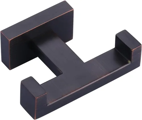 Gancho doble para toallas de baño para montar en la pared, soporte moderno para toallas de bronce aceitado, ganchos resistentes para bata de pared,
