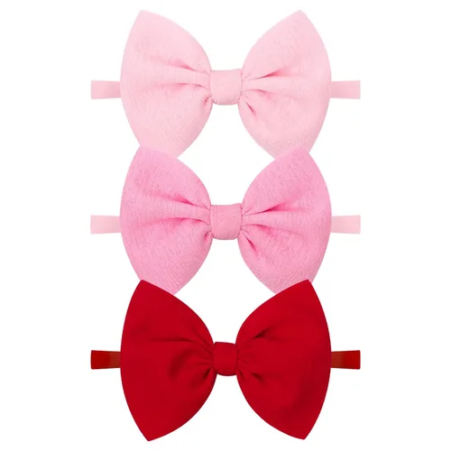 Miniatura 10 de YanJie 3 piezas de diademas suaves de nailon para bebés, niñas con lazo, diademas para el cabello, accesorios para el cabello para recién nacidos