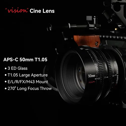 Miniatura 4 de 7artisans 25mm/35mm/50mm T1.05 - Lente de gran apertura cine de gran angular de enfoque manual con baja distorsión mini (50mm T1.05, para Fuji X)