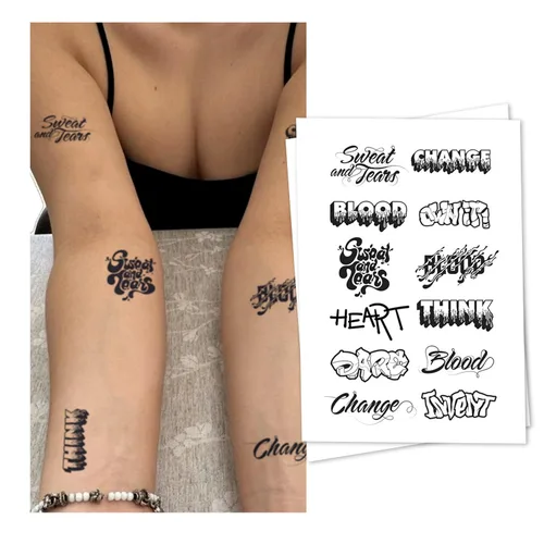 Miniatura 11 de INKARTLINK Tattoo Tech, 2 hojas de tatuaje semipermanente mediano, tatuajes temporales de diseño artístico para adultos, dura 1-2 semanas