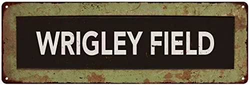 WRIGLEY FIELD - Letrero de carro de autobús vintage, decoración de pared, placa de hojalata, regalo retro, 6 x 18 pulgadas, metal de alto brillo