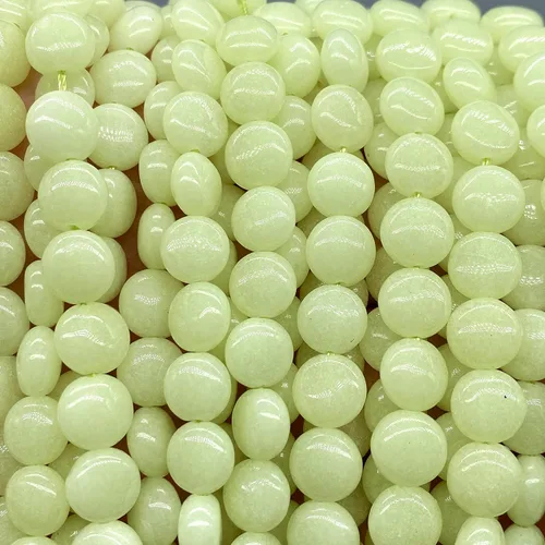 Miniatura 2 de ABCGEMS - Cuentas de aragonita mexicana verde oliva que brillan en la oscuridad (también conocida como calcita de cueva, extremadamente raras)