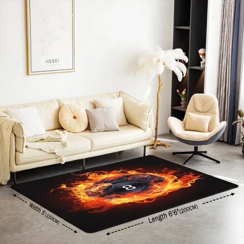Miniatura 2 de jejeloiu Alfombra de billar para sala de estar, dormitorio, 3 x 5 pies, para niños y niñas, temática deportiva, alfombra decorativa para cocina