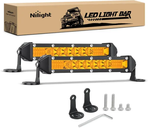 Miniatura 15 de Nilight Barra de luz LED ámbar, 2 unidades, 7 pulgadas, 30 W, punto 3000 lúmenes, súper delgada, 3D, antiniebla, todoterreno, luces de trabajo
