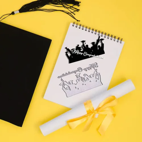 Miniatura 4 de ALIBBON Troqueles para graduados para hacer tarjetas, palabras de felicitaciones, troqueles de corte de metal, troqueles de fondo de graduación