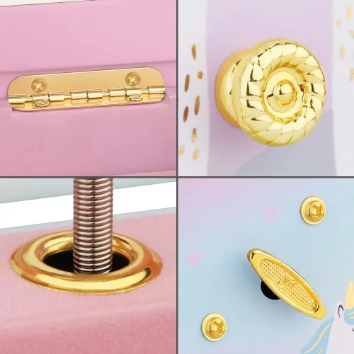 Miniatura 13 de RR ROUND RICH DESIGN - Joyero musical para niñas con cajón y juego de joyas con tema de bailarina, melodía de “El lago de los cisnes”, color rosado