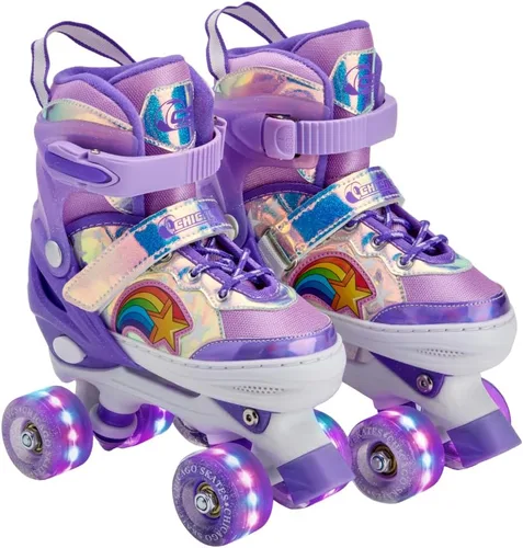 Miniatura 12 de Chicago Skates Glitzy - Patines de ruedas para niños, patines ajustables para niñas y niños, ruedas iluminadas, patines cuádruples duraderos