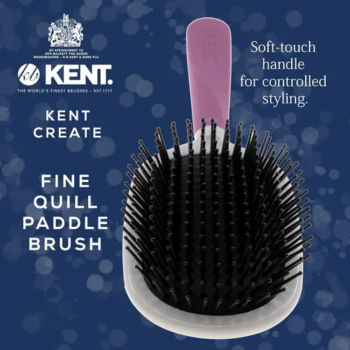 Miniatura 5 de Kent KCR5 "Create" - Cepillo acolchado grande para alisar y alisar todo tipo de cabello, cepillo desenredante con mango ergonómico morado y cerdas