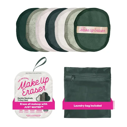 El juego original de 7 días de MakeUp Eraser borra todo el maquillaje con solo agua, incluyendo rímel impermeable, delineador de ojos, base, lápiz
