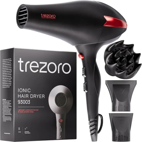 Miniatura 10 de TREZORO Secador de pelo profesional para mujer – Secador de pelo iónico de 2000 W para salón y uso personal – Potente, secado rápido y silencioso