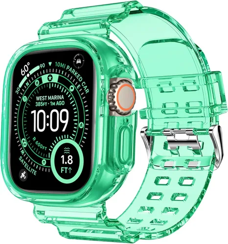Miniatura 59 de DABAOZA - Correa compatible con Apple Watch de 49 mm, 46 mm, 45 mm, 44 mm, 42 mm, 41 mm, 40 mm, 38 mm, con protector, correa de TPU brillante