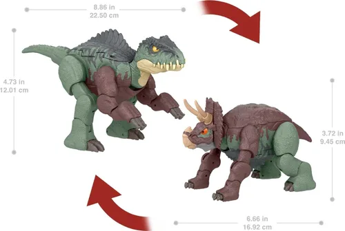 Miniatura 5 de Mattel Jurassic World Fierce Changers - Figura de acción de dinosaurio 2 en 1, juguete de estiramiento masivo que se transforma de Nasutoceratops a