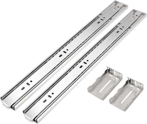 Miniatura 10 de Gobrico Diapositivas de cajón de rodamiento de bolas de cierre suave de 18 pulgadas con soportes, montaje lateral, extensión completa, correderas