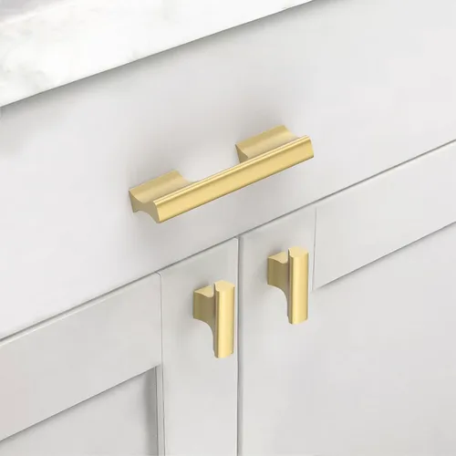Miniatura 3 de Asidrama - Paquete de 10 manijas de gabinete de cocina color oro cepillado de 3 pulgadas (76mm), accesorios dorados para gabinetes de cocina