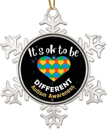 Miniatura 16 de Live Love Accept Autism Heartbeat Adornos para árbol de Navidad, decoración de autismo, rompecabezas divertido para colgar en Navidad