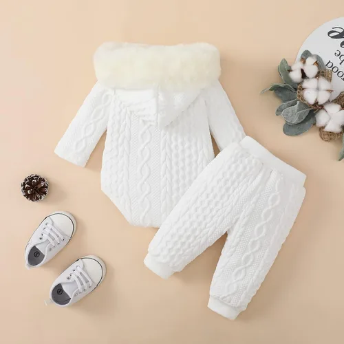 Miniatura 9 de Conjunto de ropa de bebé para niñas, mameluco de manga larga con capucha y pantalones