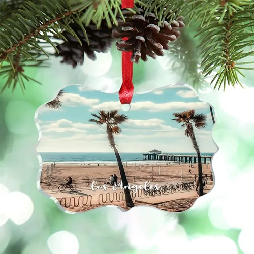 Miniatura 26 de Adornos de Navidad de California Estados Unidos, paisaje urbano de Los Ángeles, adornos de árbol de Navidad, adornos de Navidad personalizados