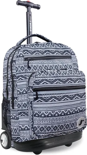 Miniatura 35 de J World Sundance Mochila Rodante para Laptop para Niñas y Niños. Mochila Escolar con Ruedas, Rombos negro, 20 pulgadas