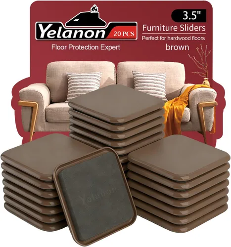 Miniatura 7 de Yelanon Deslizadores de muebles – 8 unidades de 9 1/2 pulgadas de color marrón para alfombras, almohadillas de muebles, suelos de madera dura