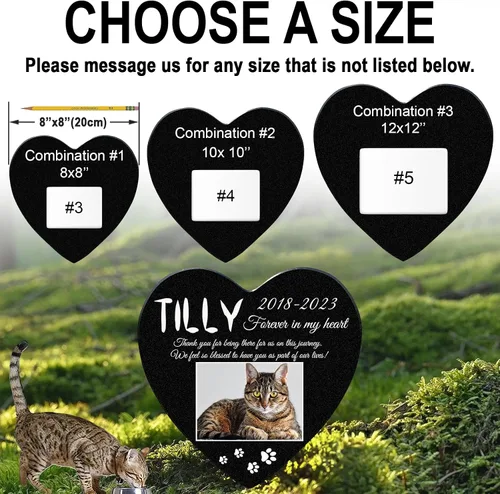 Miniatura 5 de ADFSTONE Piedras conmemorativas para mascotas en forma de corazón de 10 pulgadas, regalos personalizados de recuerdo de perros, placa de duelo