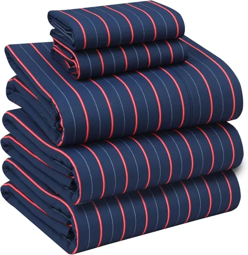 Miniatura 132 de RUVANTI Juego de sábanas divididas tamaño King de 100 % algodón para cama ajustable, 5 piezas, ropa de cama de tejido de percal suave y Guisante
