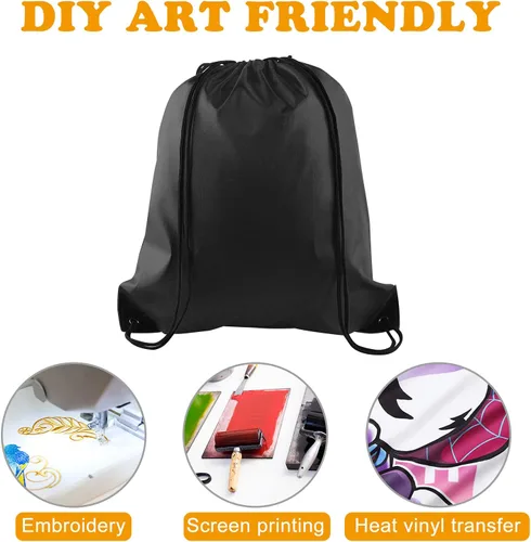 Miniatura 5 de PLULON 25 bolsas de mochila con cordón a granel, mochila con cordón, Negro -, Viajar