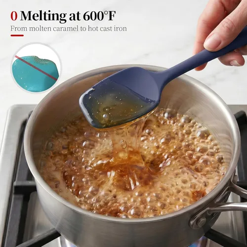 Miniatura 3 de Espátulas resistentes al calor de 600ºF, juego de raspadores de silicona de cocina sin semless para cocinar, hornear, mezclar, raspar, agitar, Azul
