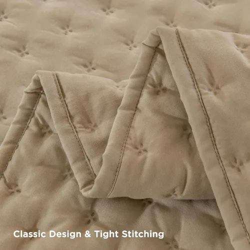 Miniatura 5 de Andency Juego de ropa de cama beige tamaño King (106 x 96 pulgadas), colcha de 3 piezas suave y ligera, colcha de verano bohemia tamaño King