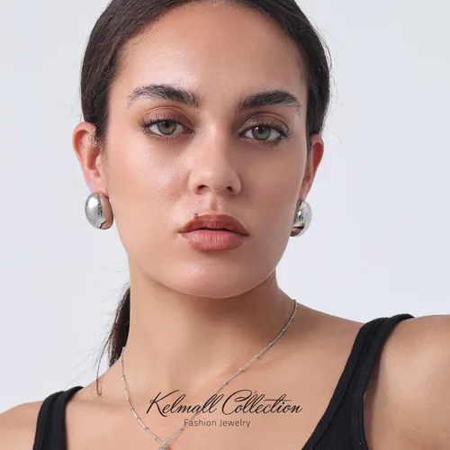 Miniatura 2 de KELMALL Chunky Gold Hoop Statement Earrings for Women, Thick 18K Gold Plated Open Hoop Lightweight 925 Sterling Silver Post