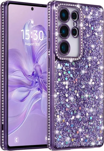 Miniatura 10 de FABSPARK Funda para Samsung Galaxy S22, Cristal Brillante Diamante Pedrería Lentejuela Brilloso Reluciente Espumoso Brillante Lujoso Galvanizado