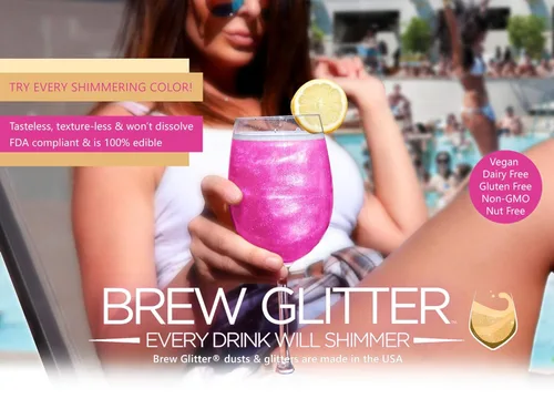 Miniatura 9 de Brew Glitter - Purpurina comestible para bebidas, cócteles, cerveza, adornar bebidas Certificado Kosher y Halal 100% comestible y de grado Azul