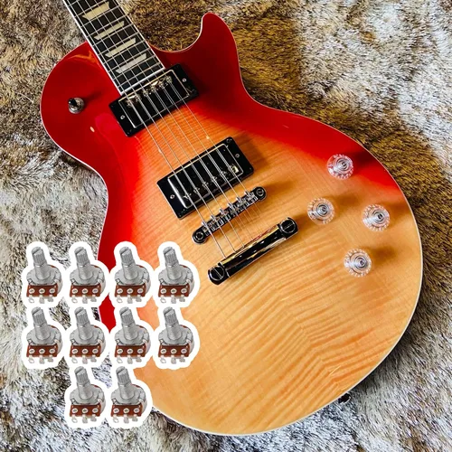 Miniatura 2 de Potenciómetro de guitarra B500K Push/Pull Audio Taper Short (3/8 "buje de 3/8") Potenciómetro de eje dividido Push-Pull Pot para guitarra eléctrica