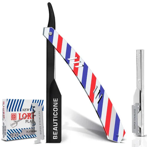 Miniatura 9 de Beauticone Navajas rectas para hombres, navaja de borde recto, 100 cuchillas de un solo filo, acero inoxidable, navaja de barbero para el afeitado