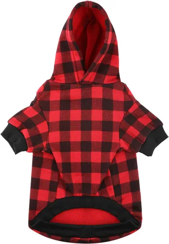 Miniatura 3 de Sudadera con capucha a cuadros para perros extra pequeños, gatos, cachorros, abrigo cálido y suave (XS)
