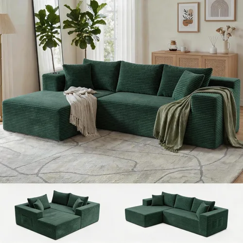 Miniatura 10 de Bashaw 108" Cloud Sectional Boneless Couches Sofa with Chaise, Modular L-Shape Couch Deep Seat Memory Foam Compressed Sofa for Living Room
