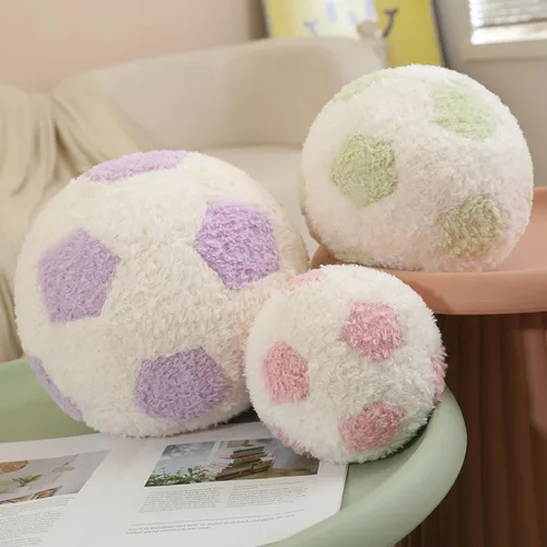 Miniatura 6 de Juguete de peluche redondo de fútbol de 12 pulgadas, almohada suave para niños y bebés Pie de página rosa