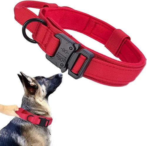 Miniatura 34 de Collar táctico para perro, ajustable, militar, de nailon, con asa de control y hebilla de metal resistente para perros medianos y grandes (negro, S)