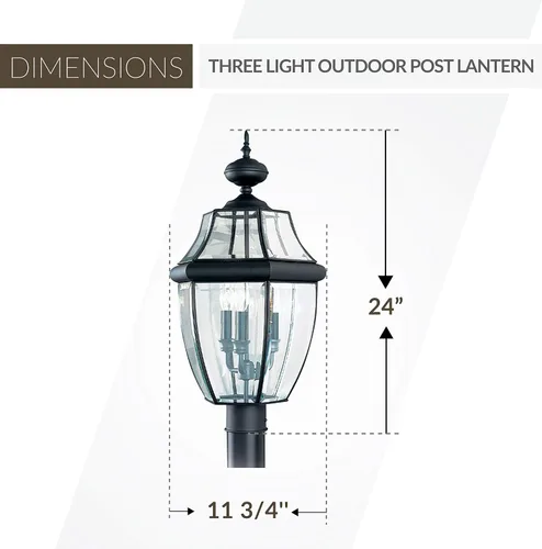 Miniatura 2 de Sea Gull Lighting 8239–12 Farol de poste para exteriores Lancaster, 24 pulgadas de altura, negro