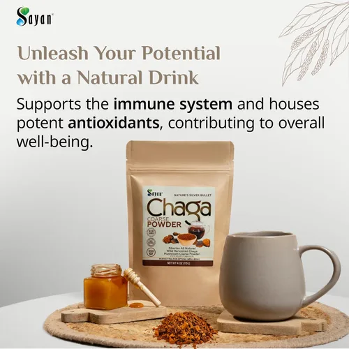 Miniatura 2 de Sayan Siberian Pure - Polvo de chaga grueso crudo de 4 onzas / 3.99 oz – Té súper antioxidante cosechado en bosque silvestre de primera calidad
