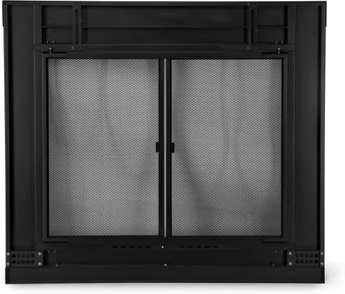 Miniatura 5 de Stanbroil Puerta estilo gabinete de cristal para chimenea, acabado negro, mediano, puerta de pantalla decorativa para chimenea accesorios