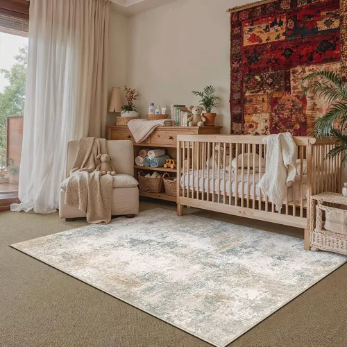 Miniatura 15 de HUGEAR Alfombra de entrada de 2 x 3 pulgadas, color beige, lavable a máquina, alfombra abstracta para puerta de entrada, alfombra