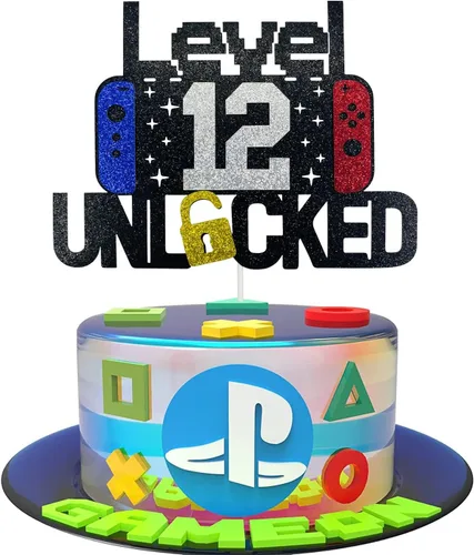 Miniatura 6 de Decoración de pastel de videojuegos de feliz cumpleaños número 11 desbloqueado para niños y niñas de 11 años de edad, decoración de fiesta
