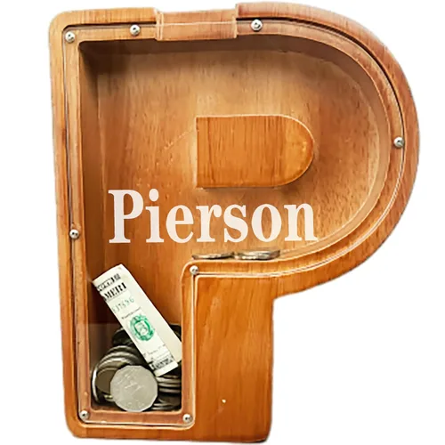 Alcancía personalizada grande de madera con letras, alcancía de monedas, alcancía personalizada con nombre, puede usarse como regalo de Navidad,