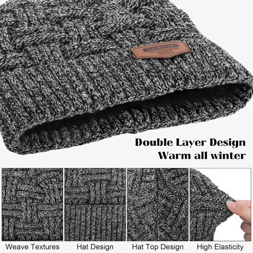 Miniatura 120 de Loritta Gorro de invierno cálido de punto grueso y holgado para hombre