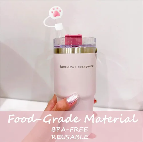 Miniatura 2 de 2 fundas de popote compatibles con vasos Stanley de 40/30 onzas, protectores reutilizables de silicona para popotes de 0.4 pulgadas/0.394 in