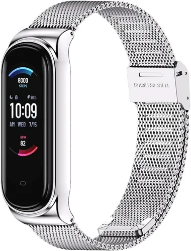 Miniatura 11 de Correa de repuesto de metal para Amazfit Band 5, correa de reloj compatible con Amazfit 5 Fitness Tracker (cuentas, negro)